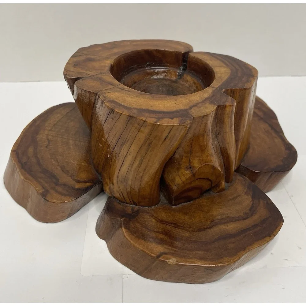 Vintage Handmade Burl Wood Candle Holder Manzanita Rustic Primitive 1970s Decor